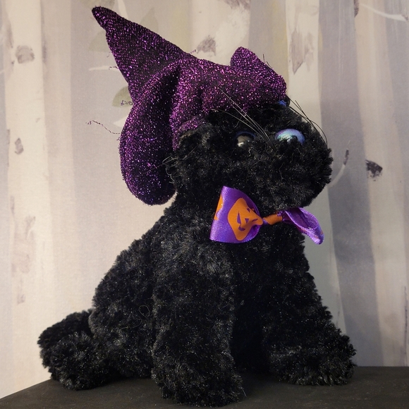 Black Cat With Sparkling Purple Witch's Hat & Jack O Lantern Bow-Tie DAN DEE - Picture 11 of 16